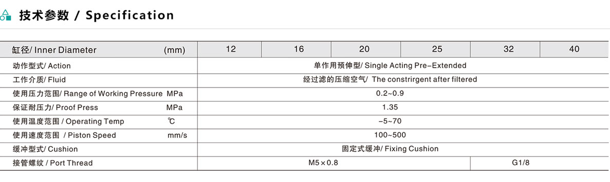 ESTA薄型气缸（预伸型）